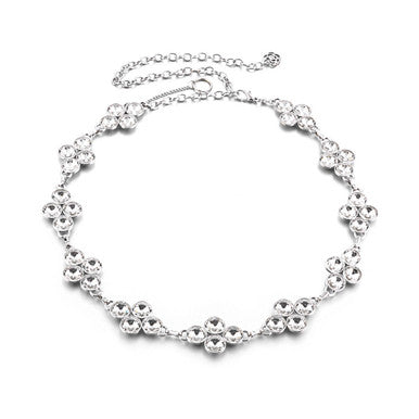 Diamante Waist Belt with 4 Diamonds - Silver