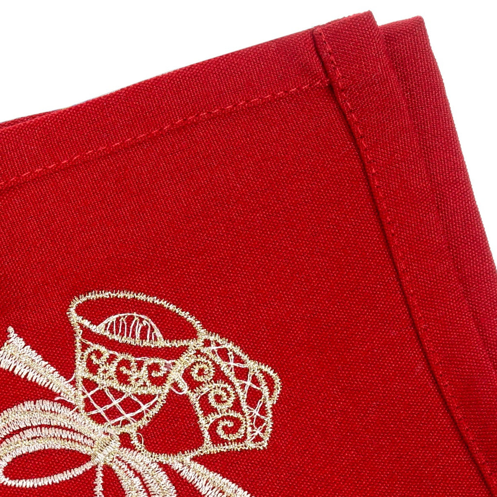20" Spun Polyester Jingle Bell Embroided Table Napkin - Red
