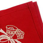 20" Spun Polyester Jingle Bell Embroided Table Napkin - Red