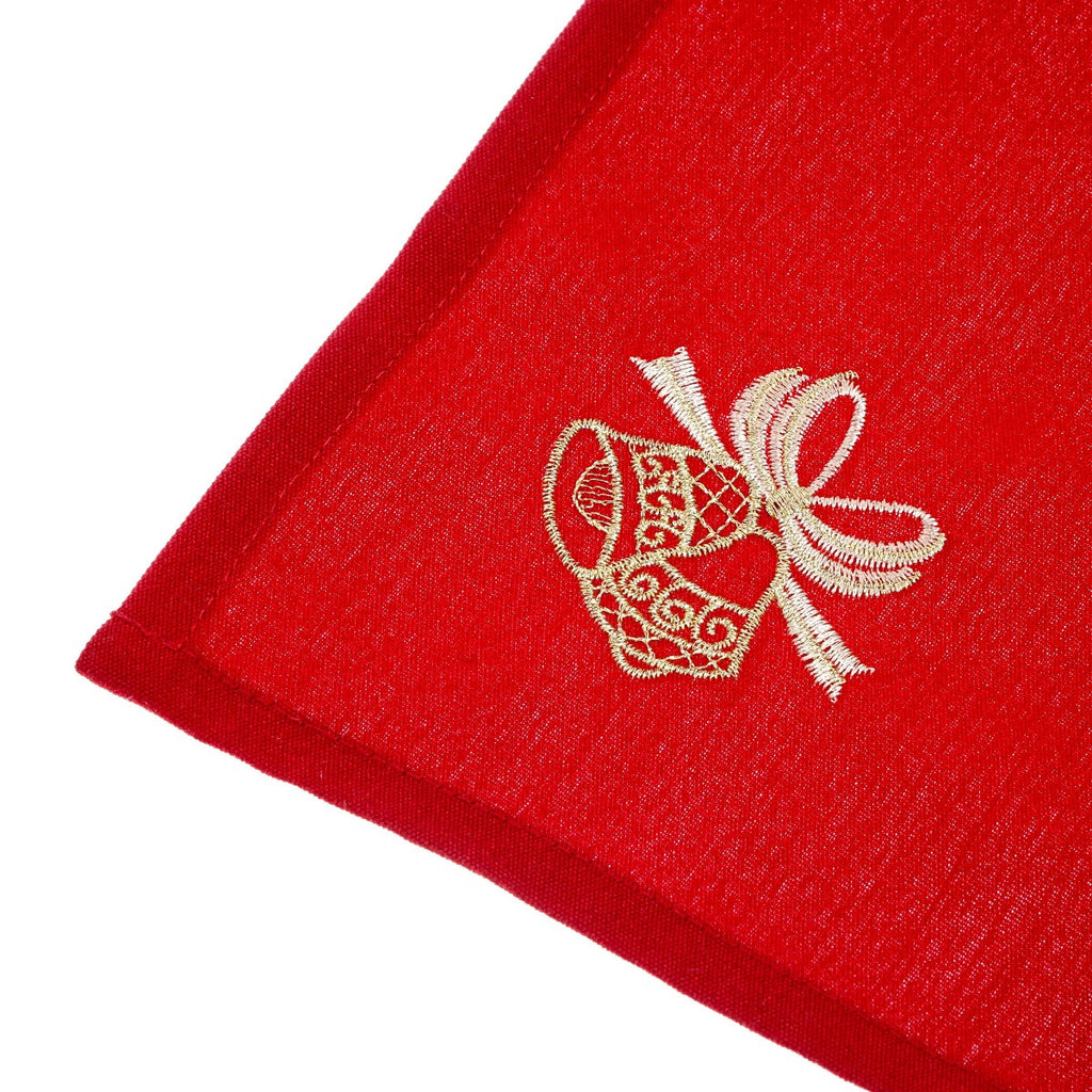 20" Spun Polyester Jingle Bell Embroided Table Napkin - Red