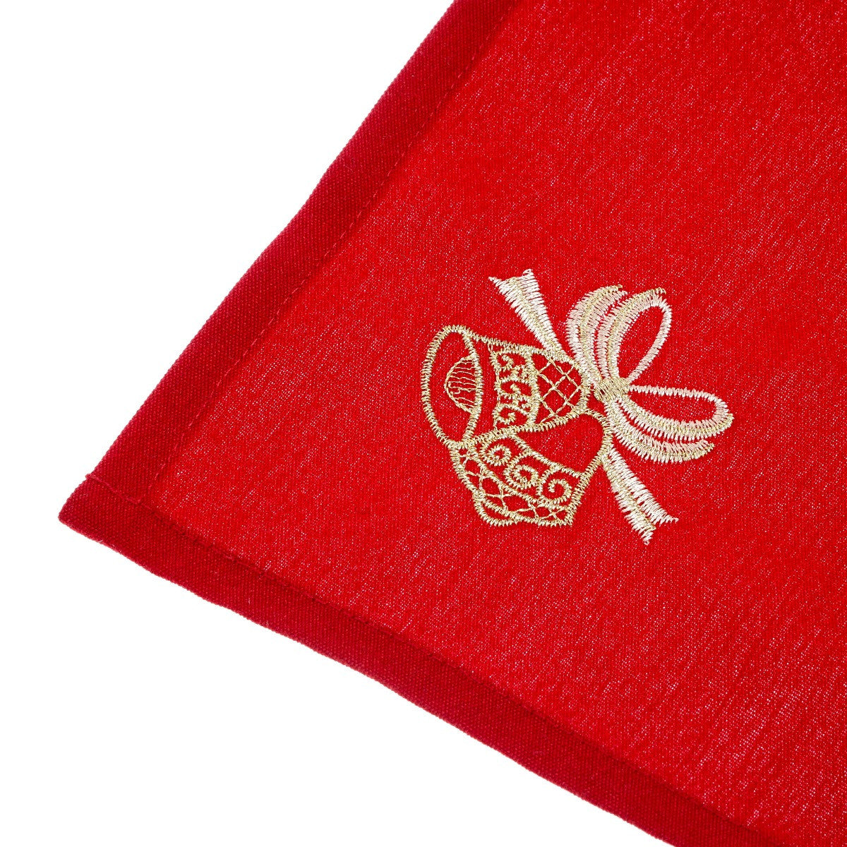 20" Spun Polyester Jingle Bell Embroided Table Napkin - Red