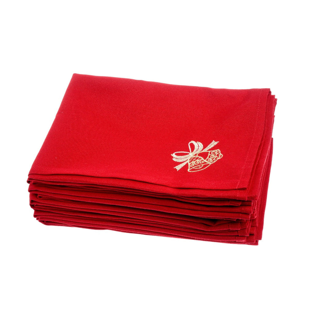 20" Spun Polyester Jingle Bell Embroided Table Napkin - Red