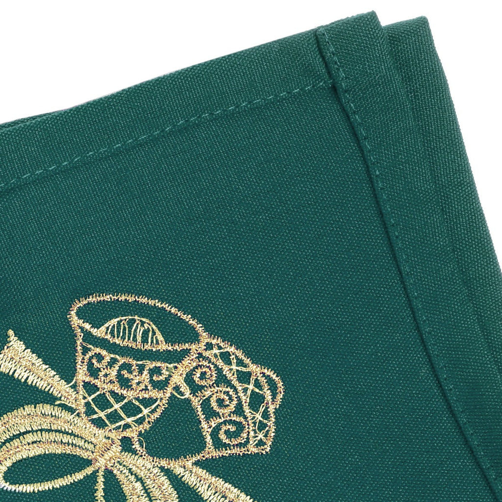 20" Spun Polyester Jingle Bell Embroided Table Napkin - Green