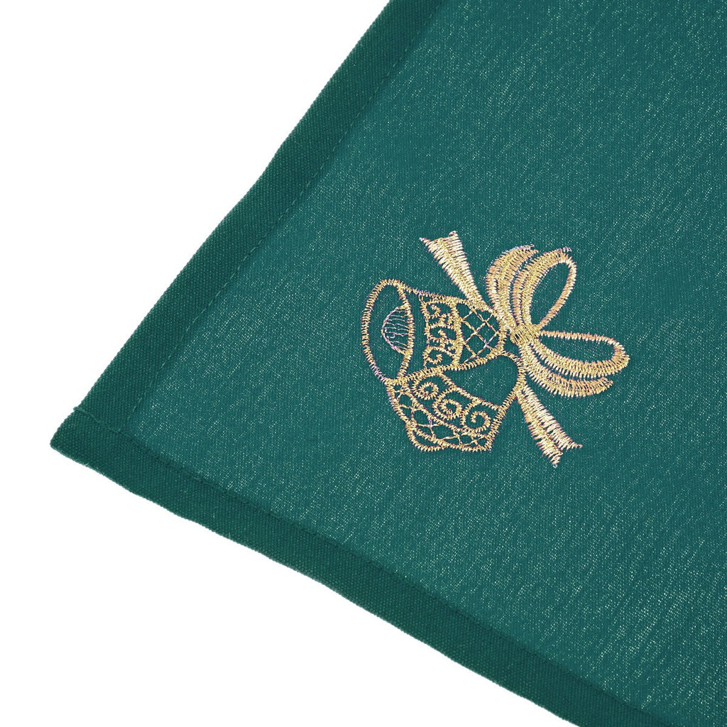 20" Spun Polyester Jingle Bell Embroided Table Napkin - Green