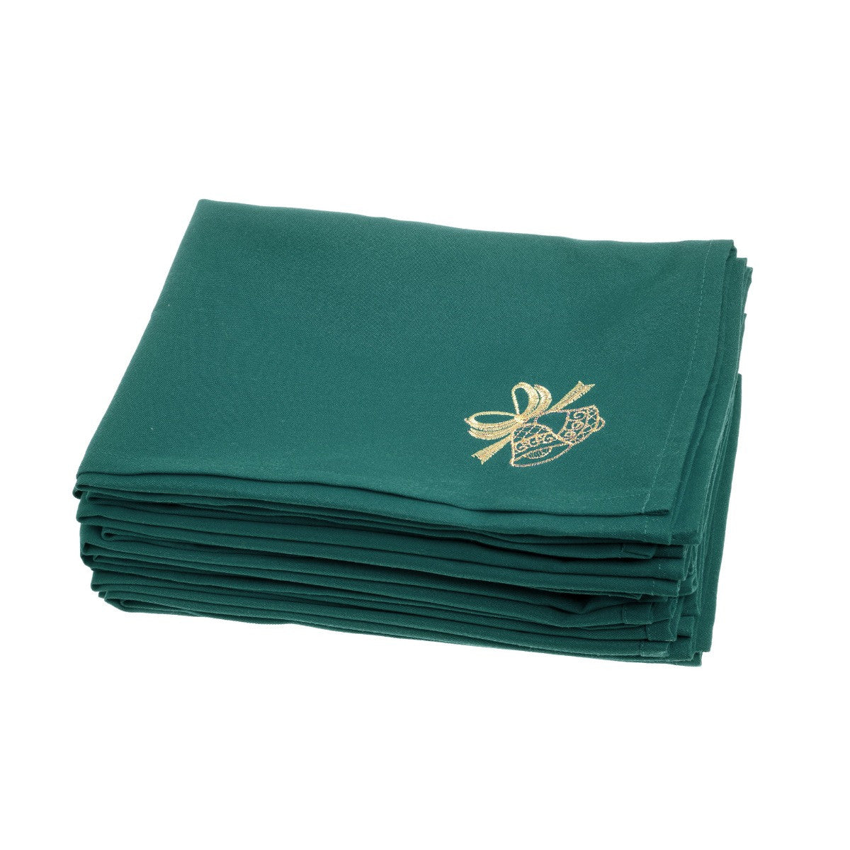20" Spun Polyester Jingle Bell Embroided Table Napkin - Green