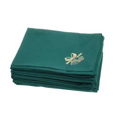 20" Spun Polyester Jingle Bell Embroided Table Napkin - Green