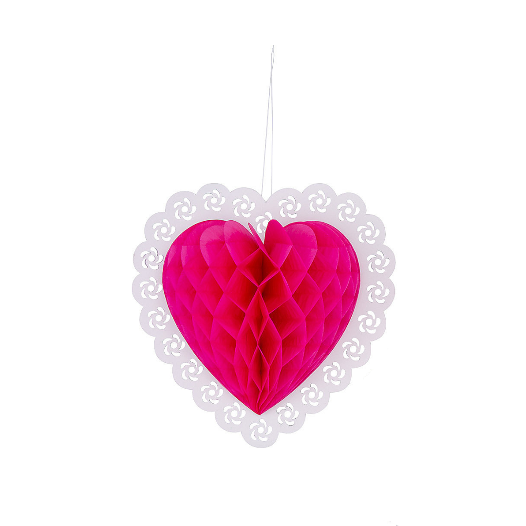 Valentines Hanging Heart Decorations - Hot Pink