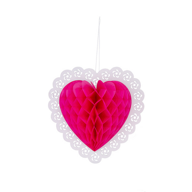 Valentines Hanging Heart Decorations - Hot Pink