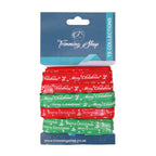 10mm x 9m Christmas Themed Printed Grosgrain Ribbons, 4 Rolls - Green & Red