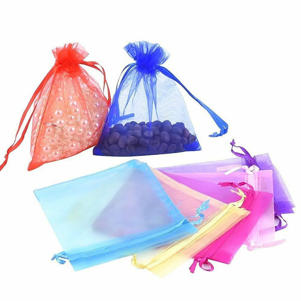 50pcs Sheer Organza Small Gift Bags with Drawstrings - Assorted Colours