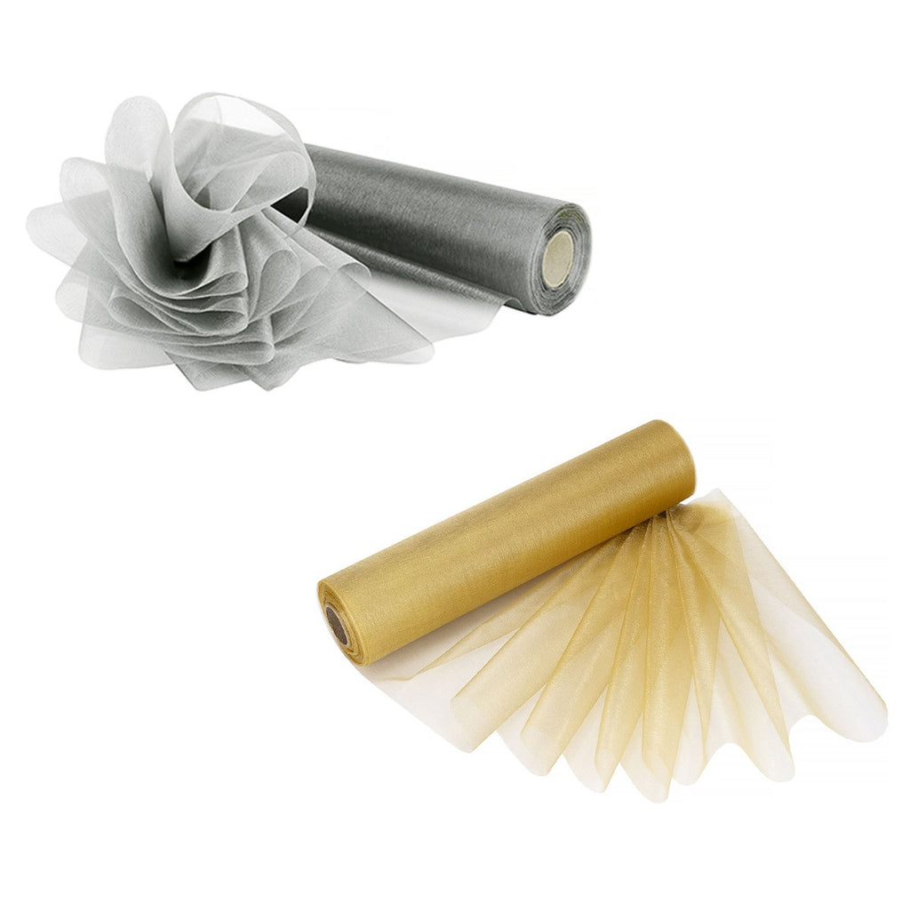 29cm Organza Snow Sheer Rolls Bundle, 6 x 25m - Mixed Colours