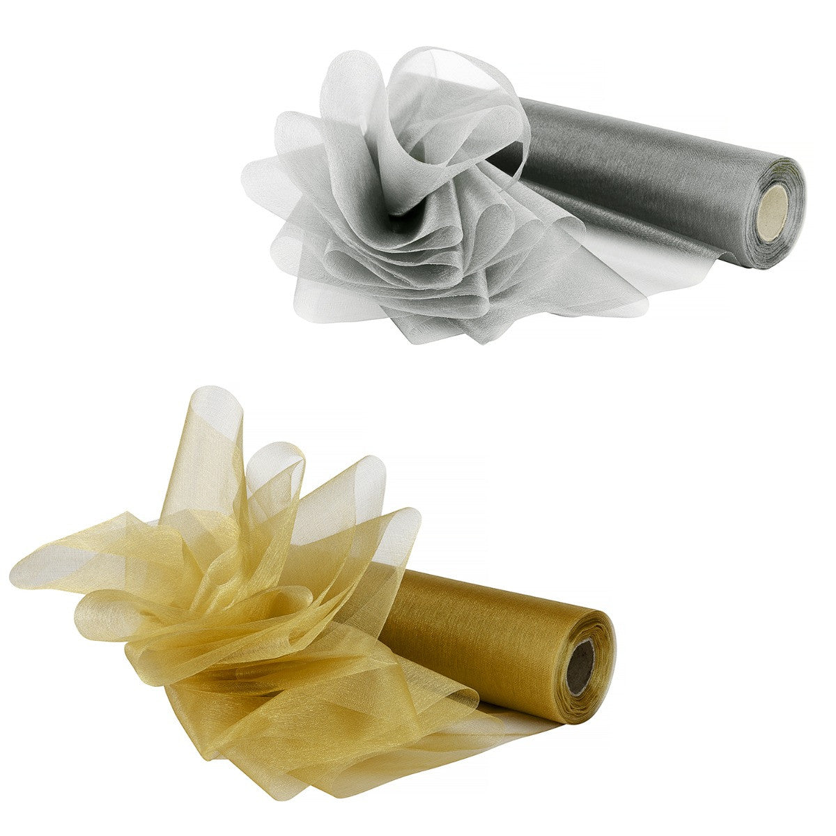 29cm Organza Snow Sheer Rolls Bundle, 5 x 25m Rolls - Mixed Colours