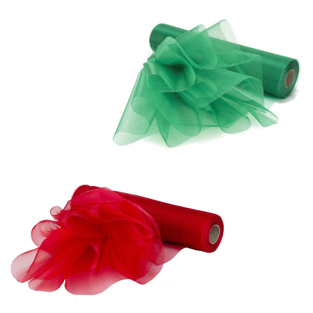 29cm Organza Snow Sheer Rolls Bundle, 5 x 25m Rolls - Mixed Colours
