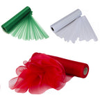 Set of 3 Organza Snow Sheer Rolls - 25m x 29cm - Red, Green, White