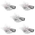 29cm Organza Snow Sheer Rolls Bundle, 5 x 25m Rolls - Silver