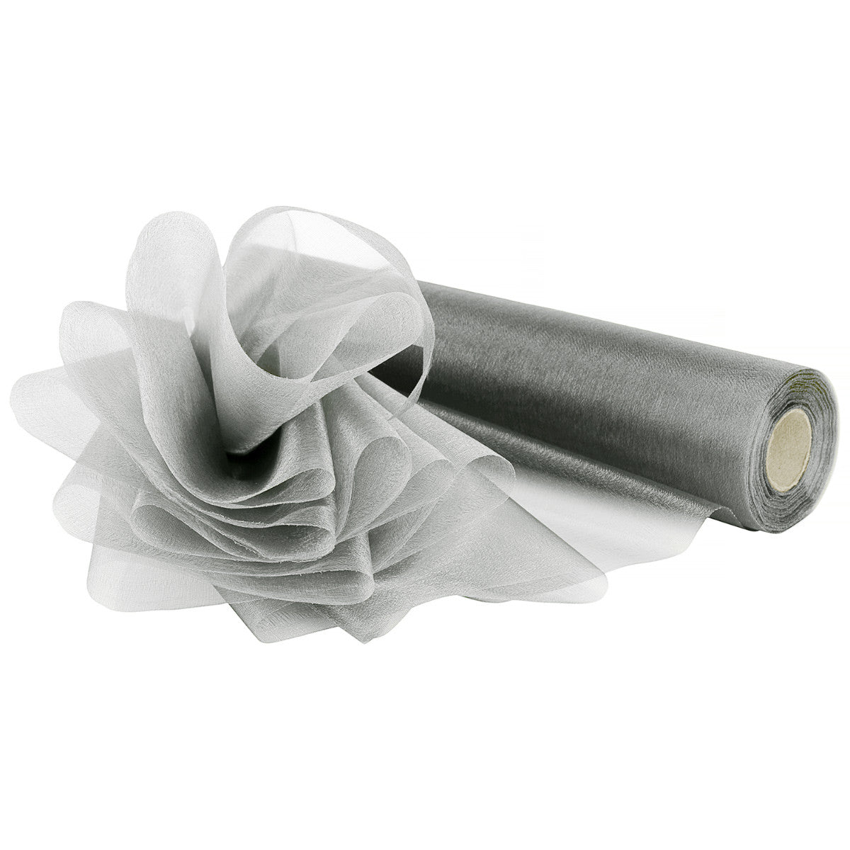 25m x 29cm Organza Sheer Roll - Silver