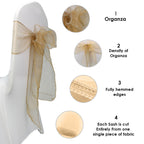 7" x 108" Organza Chair Sash - Antique Gold
