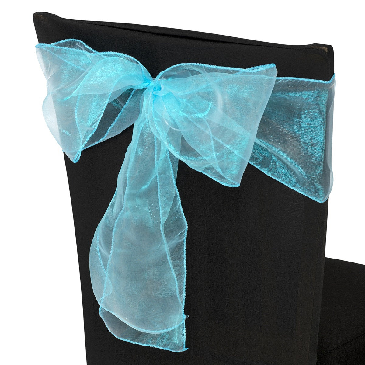 7" x 108" Organza Chair Sash - Aqua Blue