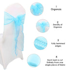 7" x 108" Organza Chair Sash - Aqua Blue