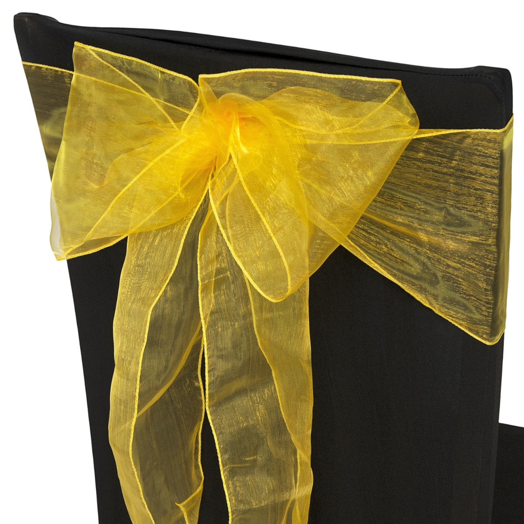 7" x 108" Organza Chair Sash - Bright Gold