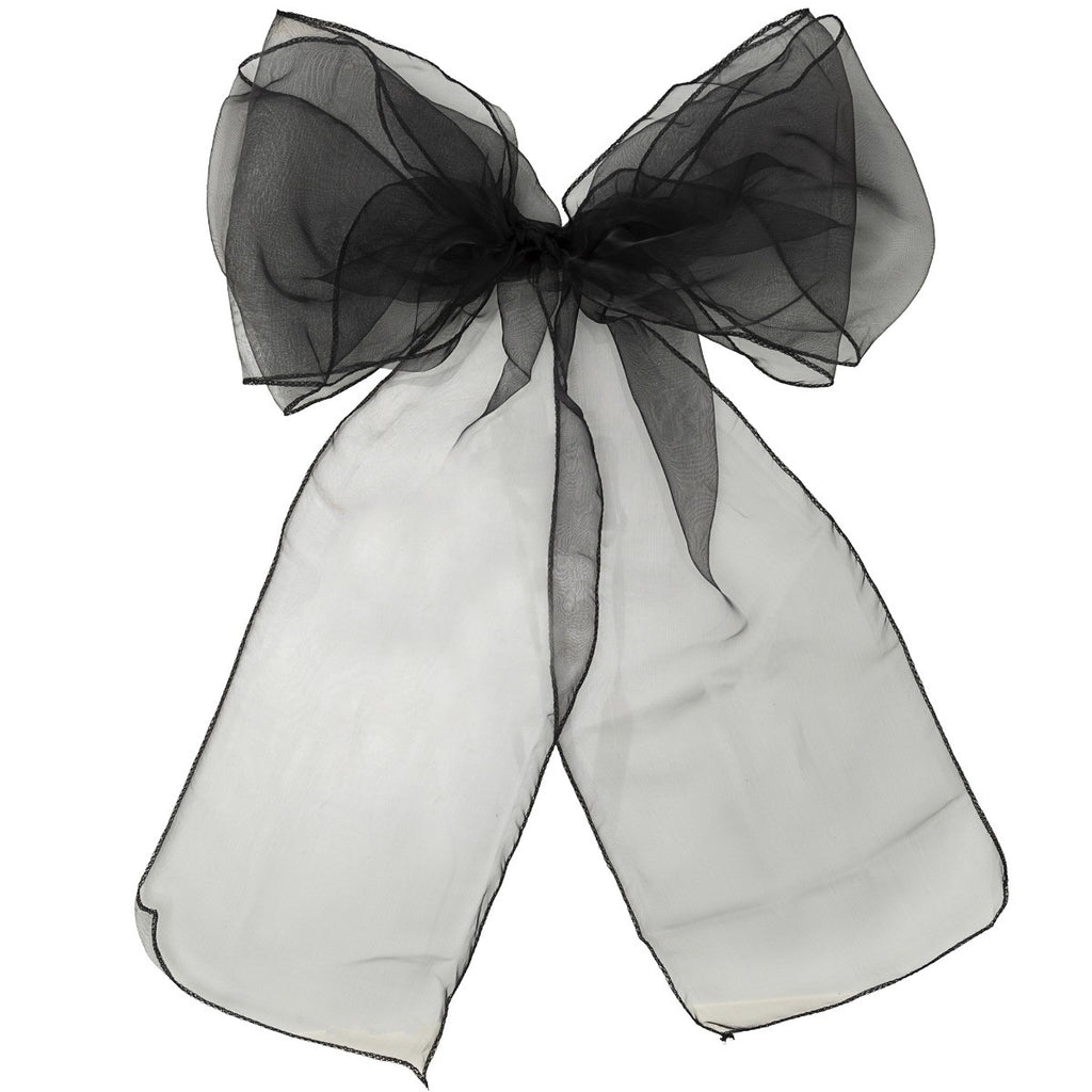 7" x 108" Organza Chair Sash - Black