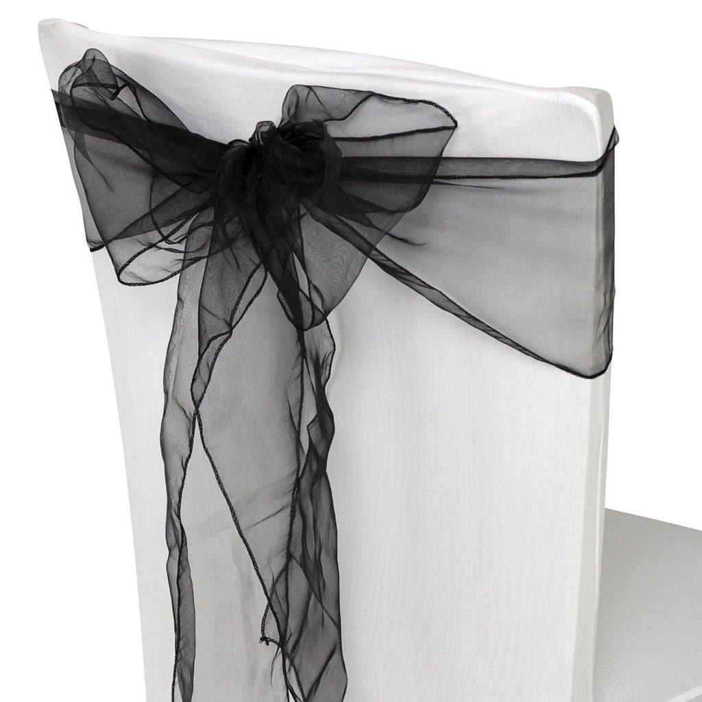 7" x 108" Organza Chair Sash - Black