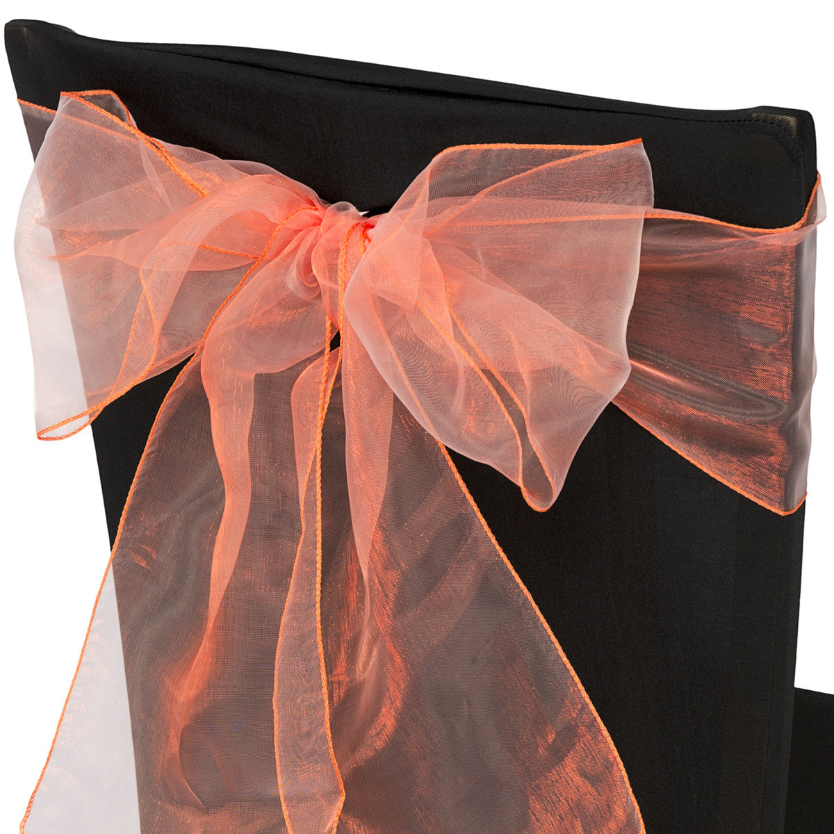 7" x 108" Organza Chair Sash - Coral Orange