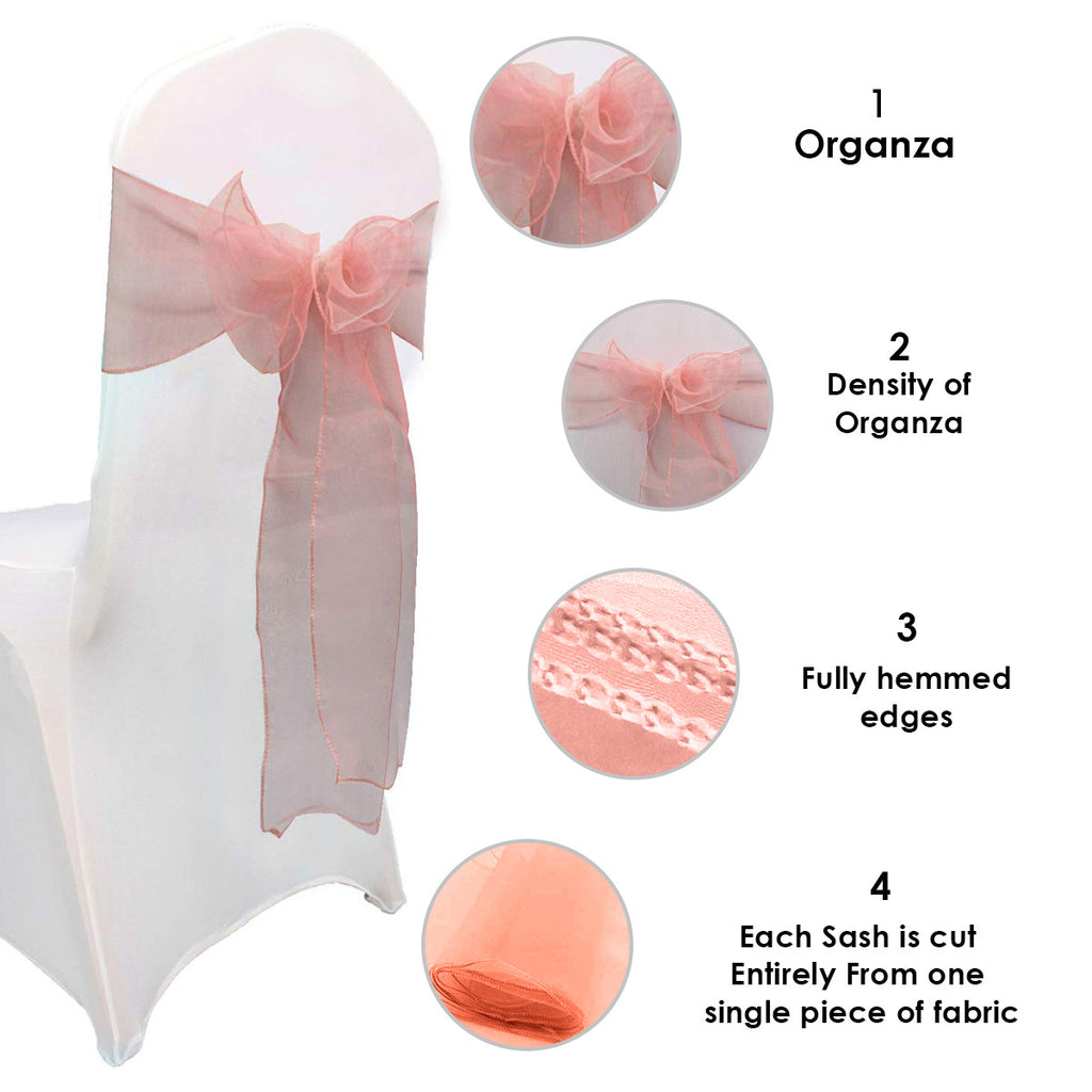7" x 108" Organza Chair Sash - Dusty Rose
