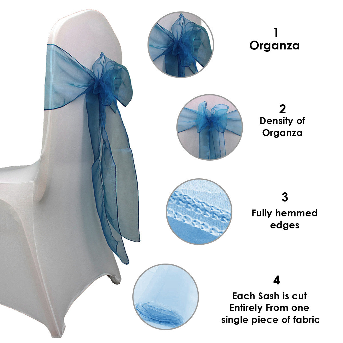 7" x 108" Organza Chair Sash - Hunter Green