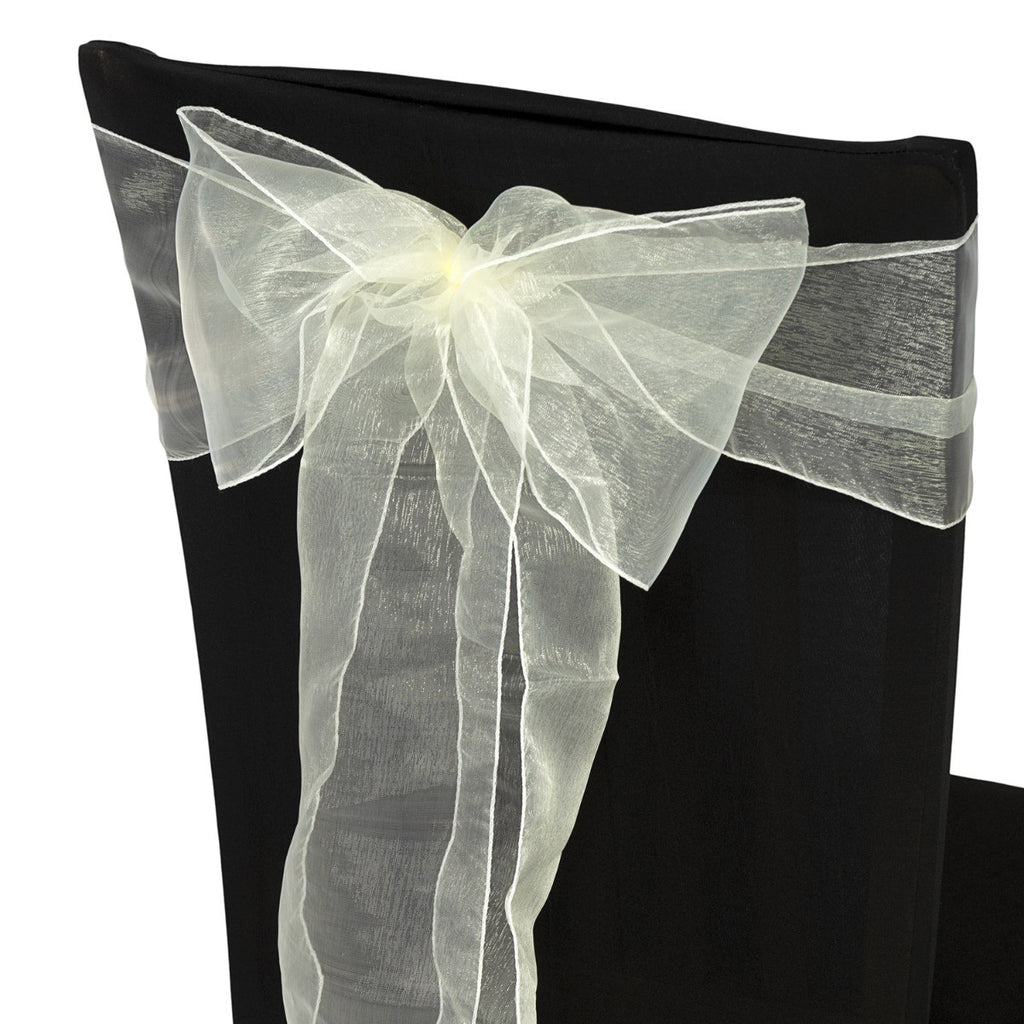 7" x 108" Organza Chair Sash - Ivory
