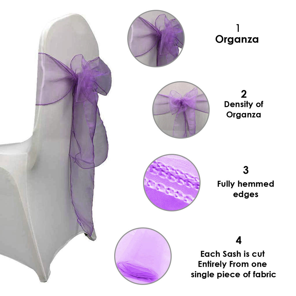 7" x 108" Organza Chair Sash - Violet