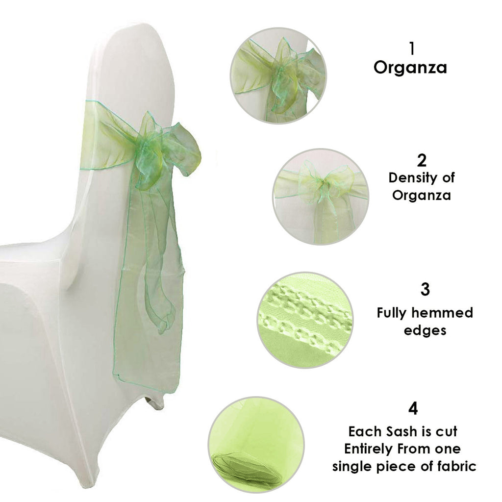 7" x 108" Organza Chair Sash - Sage