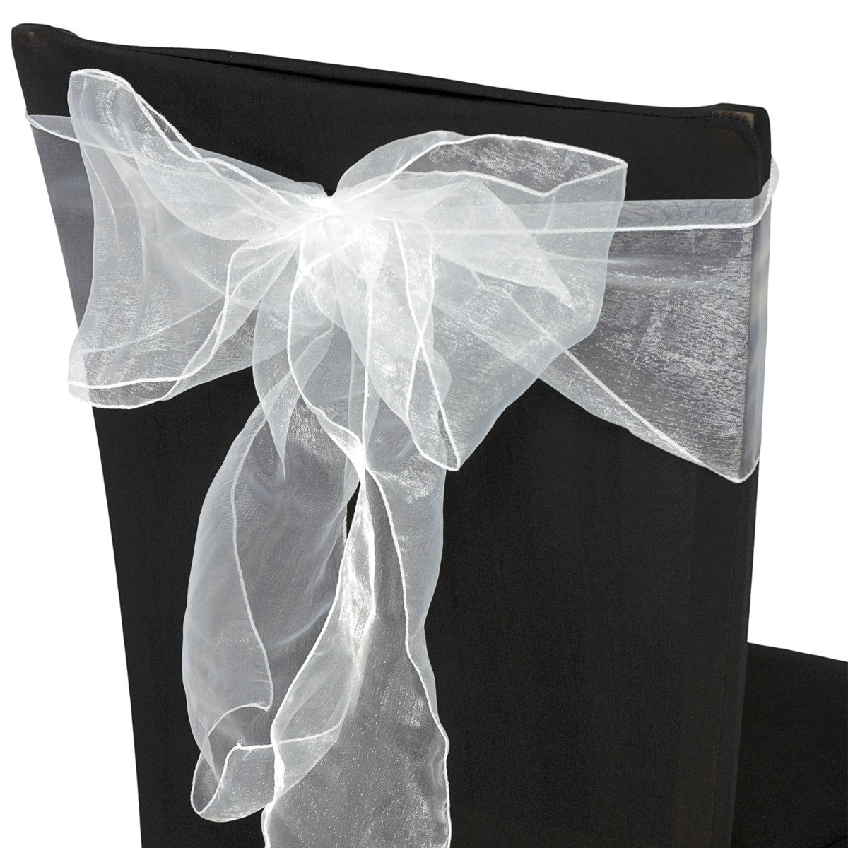 7" x 108" Organza Chair Sash - White