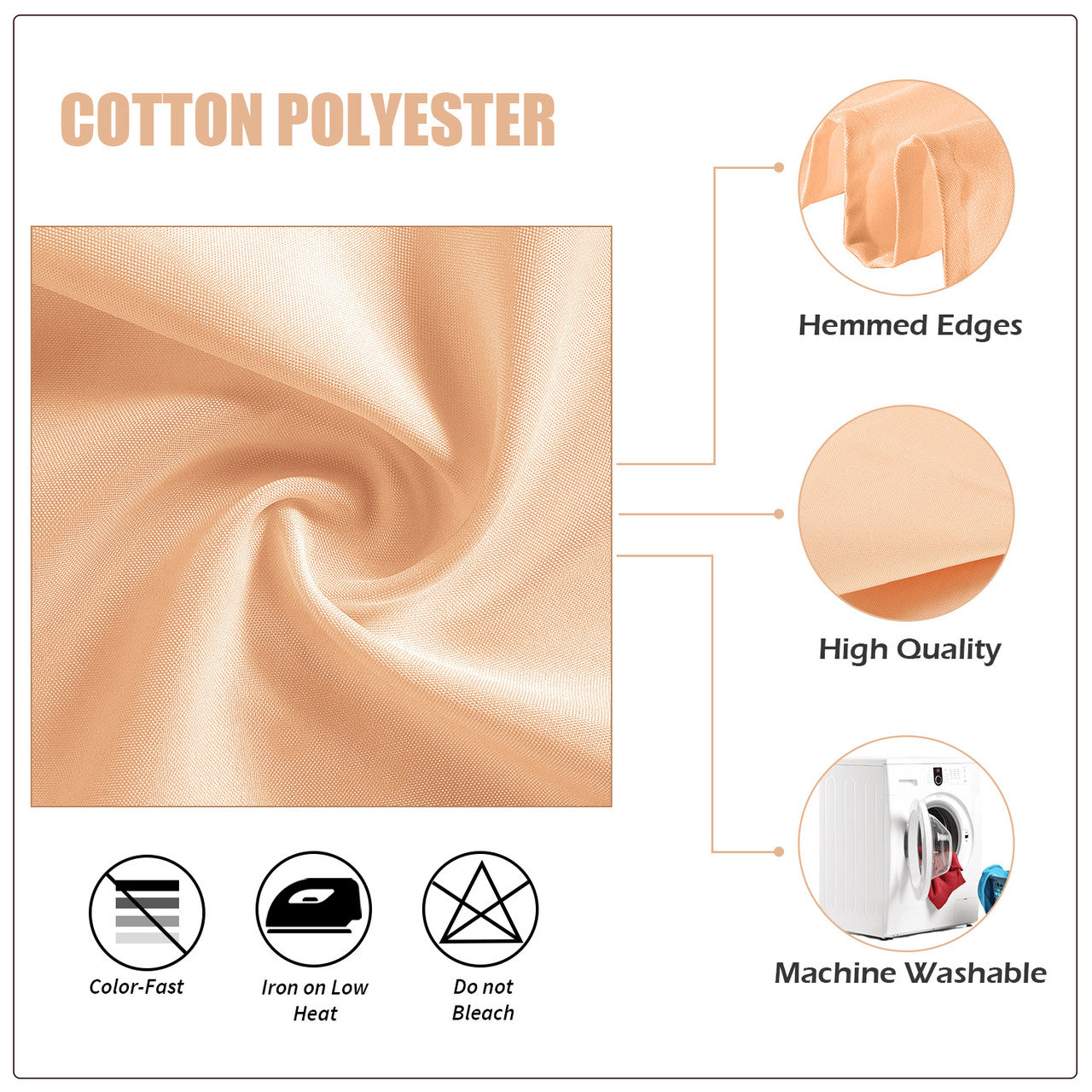 20" Polyester Table Napkin - Peach