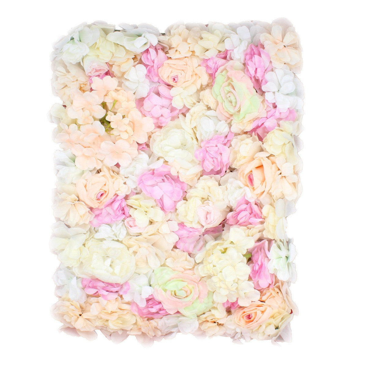 Hydrangea Artificial Flower Wall Panel 60cm x 40cm -Peach, Pink, Ivory & White x 12