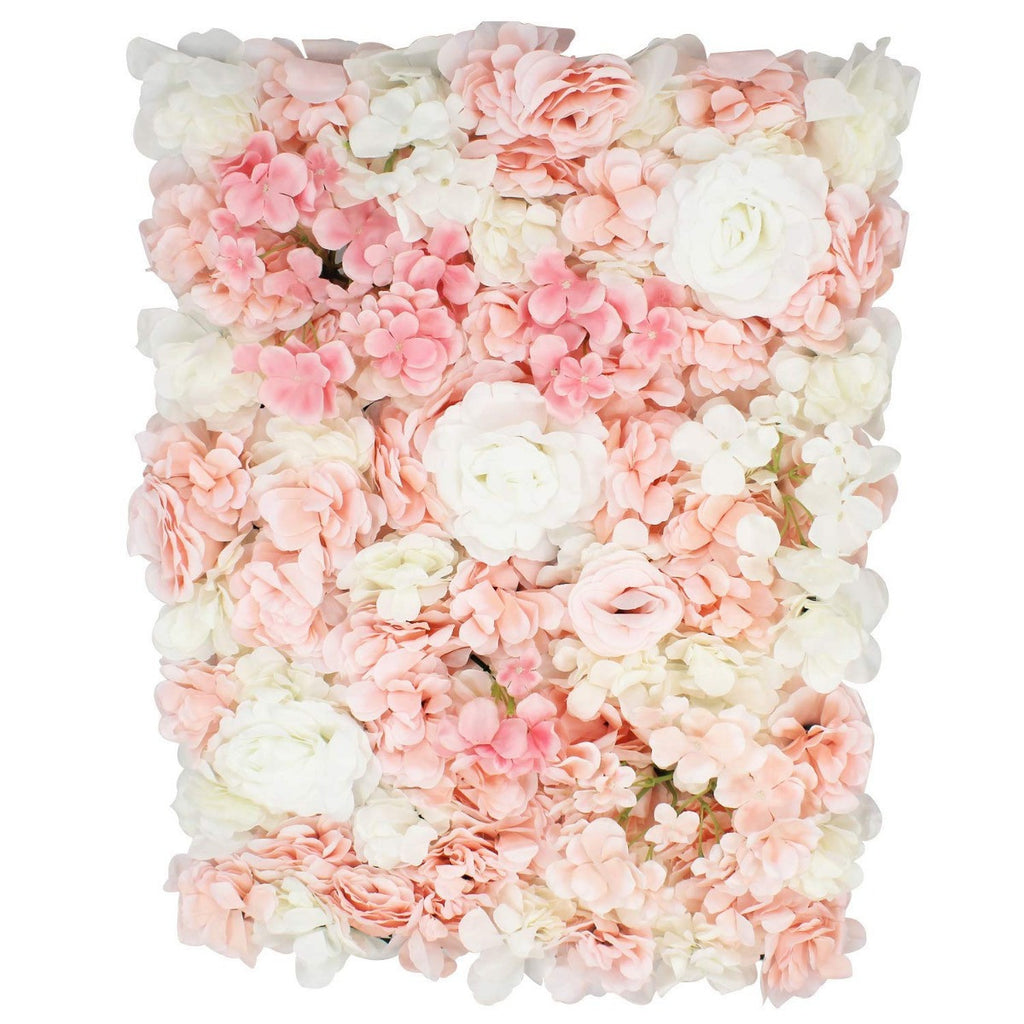 Hydrangea Artificial Flower Wall Panel 60cm x 40cm - Peach, Baby Pink & White x 12
