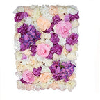 Hydrangea Artificial Flower Wall Panel 60cm x 40cm - Peach, Ivory, White, Pink & Purple