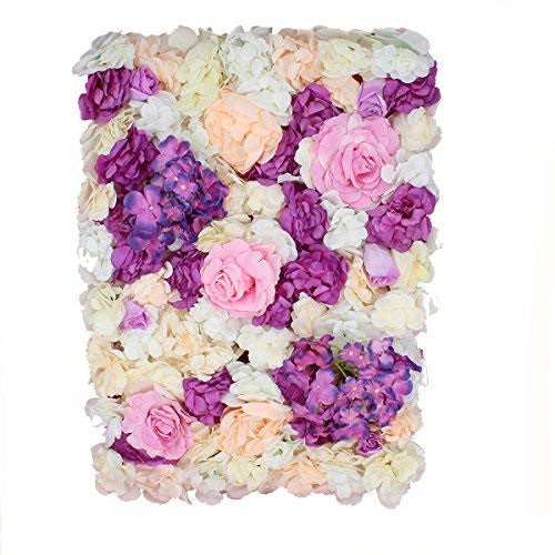 Hydrangea Artificial Flower Wall Panel 60cm x 40cm - Peach, Ivory, White, Pink & Purple