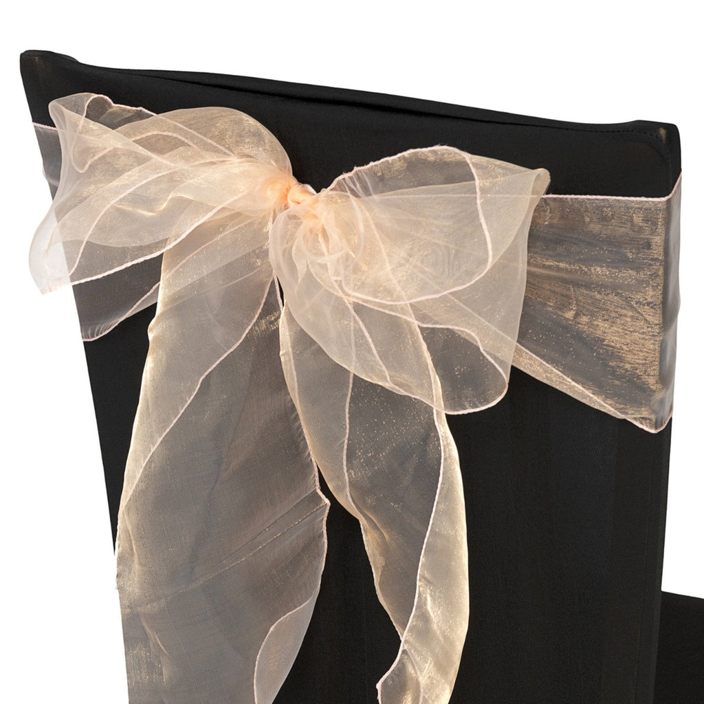 7" x 108" Organza Chair Sash - Peach