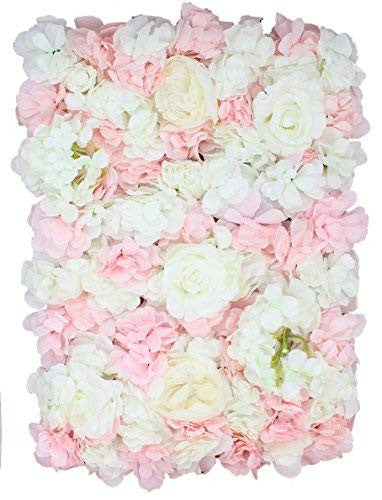 Hydrangea Artificial Flower Wall Panel 60cm x 40cm - Peach, Peach & White