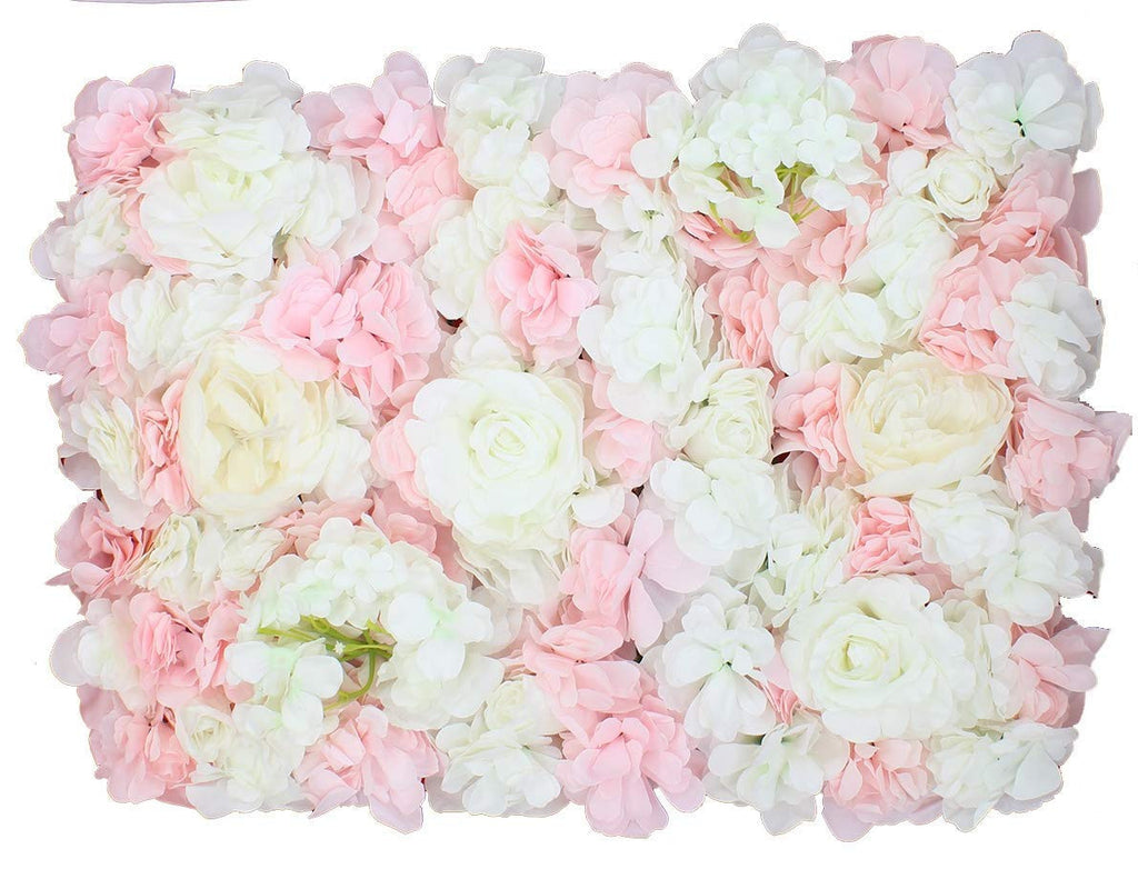 Hydrangea Artificial Flower Wall Panel 60cm x 40cm - Peach, Peach & White