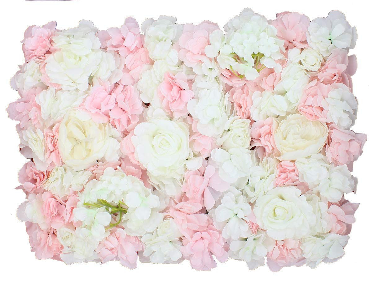 Hydrangea Artificial Flower Wall Panel 60cm x 40cm - Peach, Peach & White