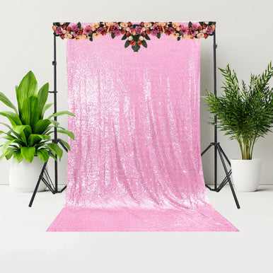 4ft x 7ft Sequin Photography Backdrop - Baby Pink