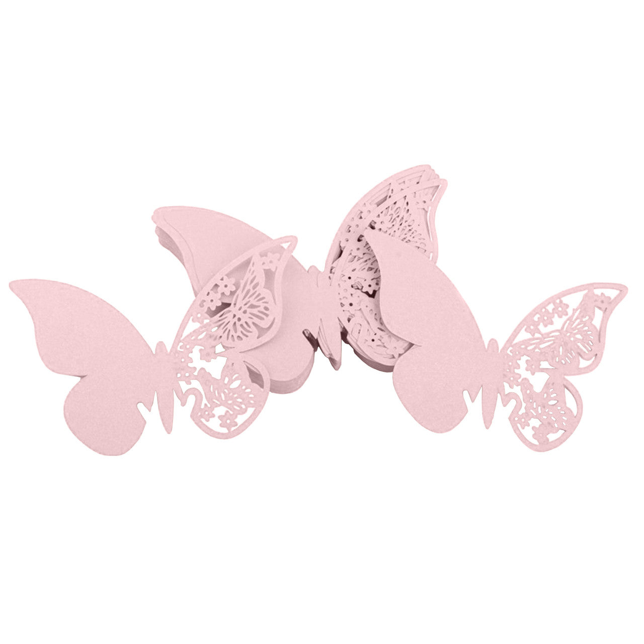 50x Laser Cut Butterfly Place Cards (67mm x 107mm) - Pink