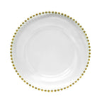 13" Round Charger Plate - Clear with Gold Beads