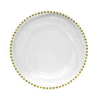 13" Round Charger Plate - Clear with Gold Beads