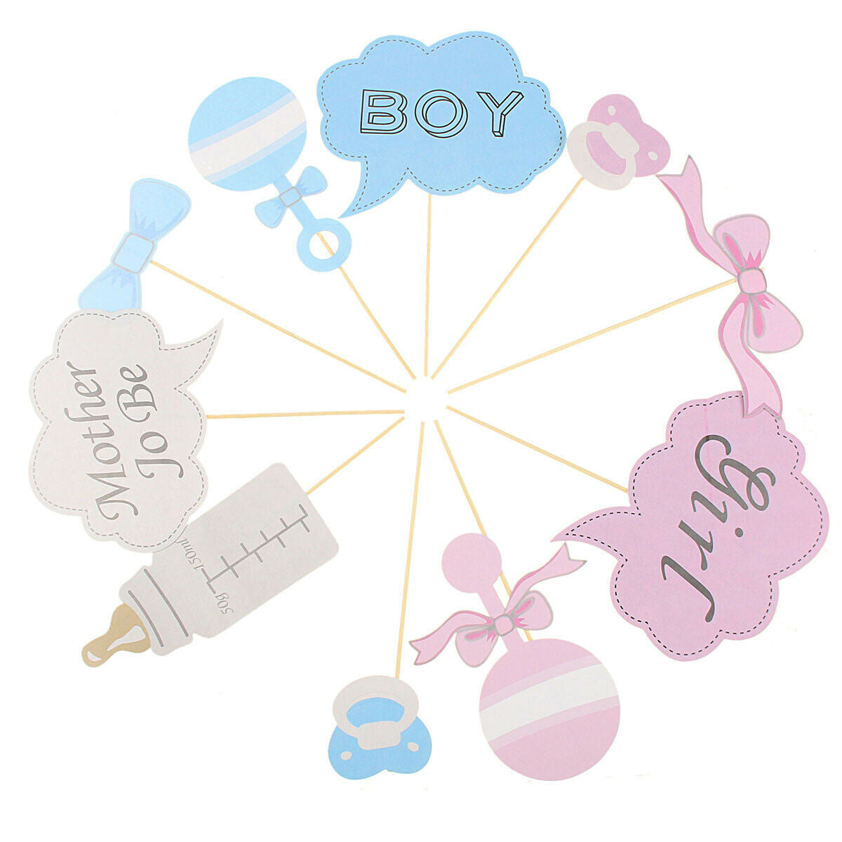 10pc Baby Shower Photo Booth Cardboard Party Props