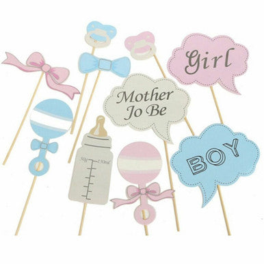 10pc Baby Shower Photo Booth Cardboard Party Props