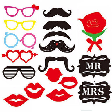 18pc Wedding Photo Booth Cardboard Party Props