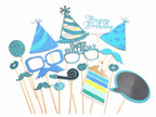 Happy Birthday Photo Booth Cardboard Party Props - 18pcs
